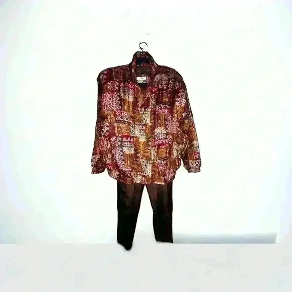 Vintage 80s Silk Stunt sports 2 pc jacket pants set - Picture 2 of 6